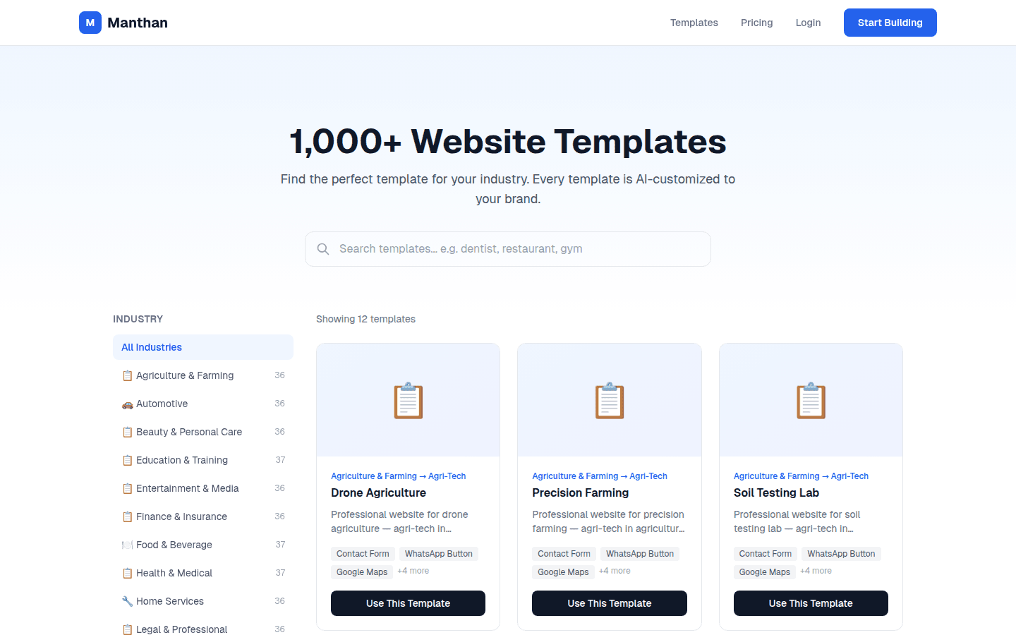 AddressIQ template gallery — AI-customized designs for every industry